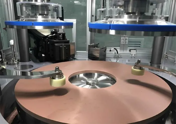 Copper polishing lap on a multi-spindle polishing machine