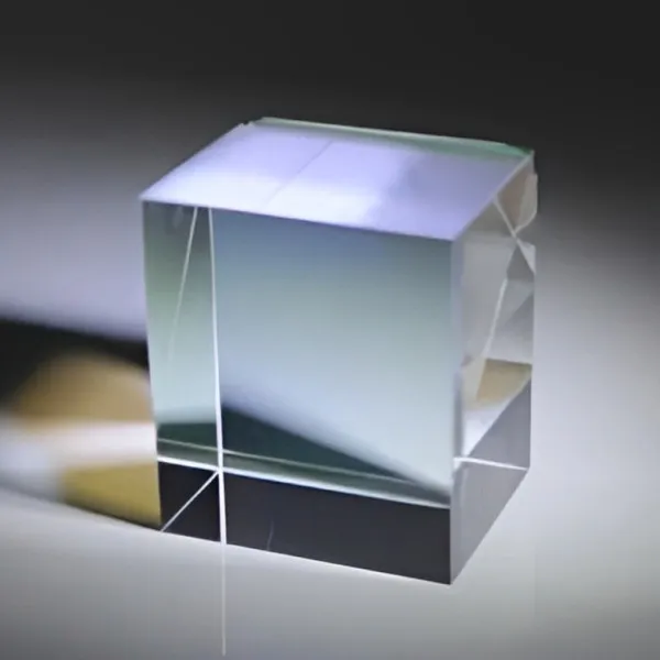 Cube beam splitter showing the diagonal interface