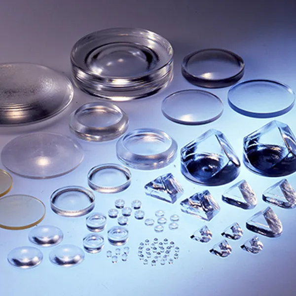 Assortment of optical glass lenses, prisms and discs
