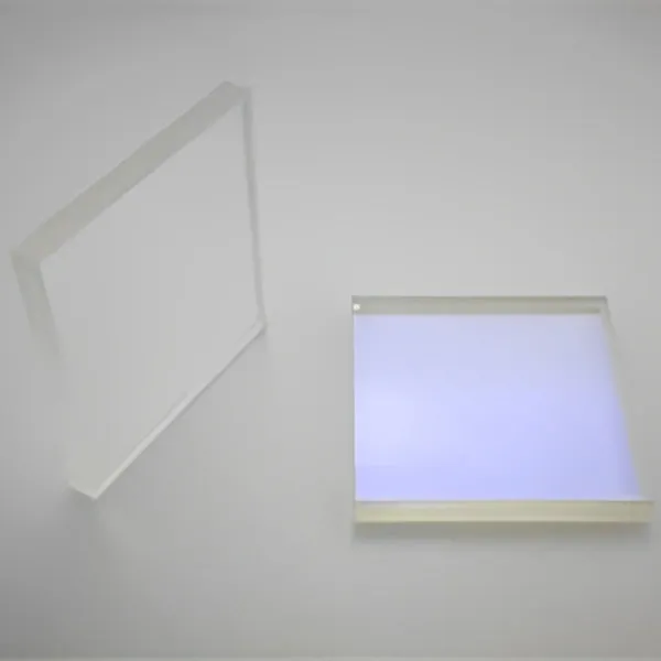 Two rectangular optical windows, one standing upright